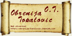 Obrenija Topalović vizit kartica